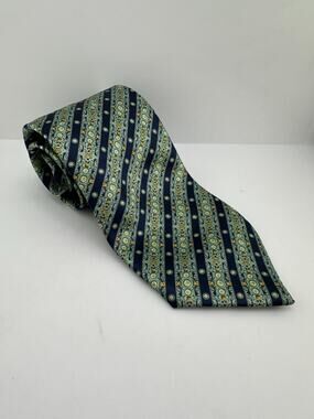 Stefano Ricci 100% Silk Blue Green Geometric Stripe Tie Made in Italy NWOT